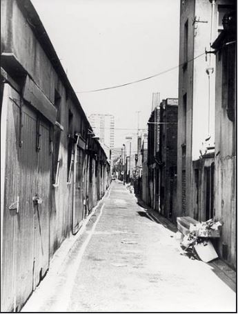 Orange Row in the 1970’s – mainly low rent lock-ups- viewed from south